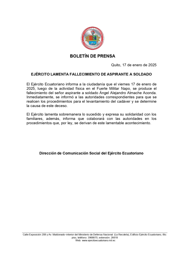 BOLETÍN DE PRENSA FALLECIMIENTO ASPIRANTE