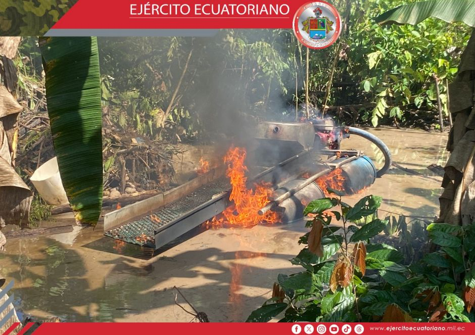 Se ejecutaron operaciones militares contra la minería ilegal en Sucumbíos