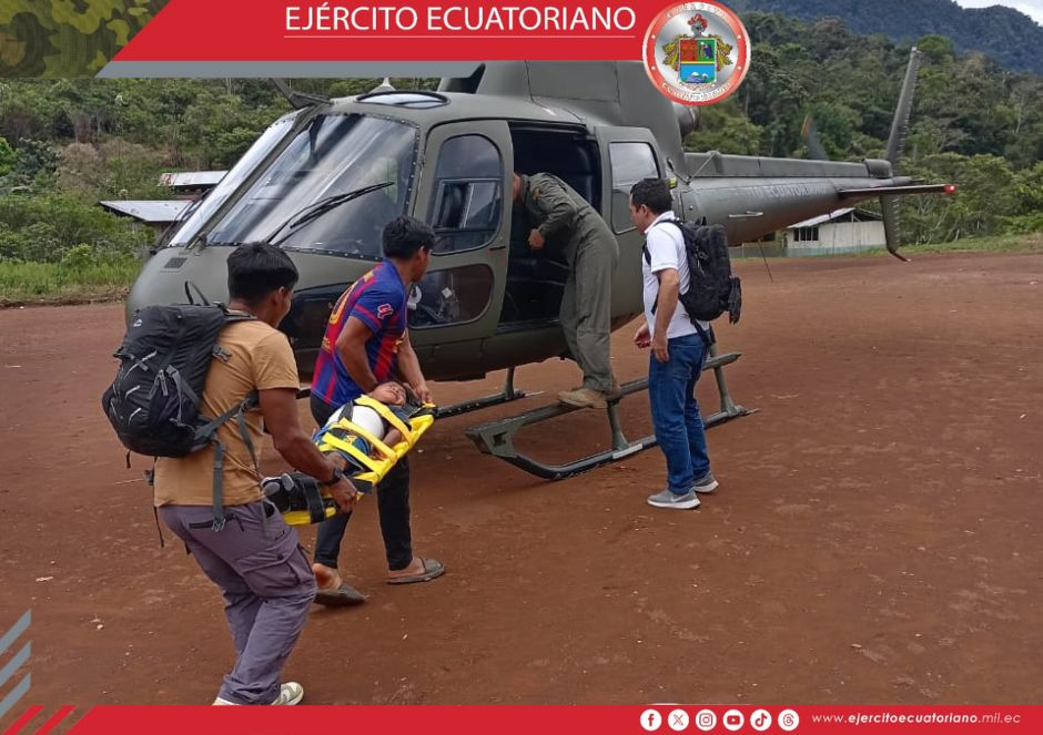 Ejército Ecuatoriano realizó evacuación aeromédica de un menor de edad