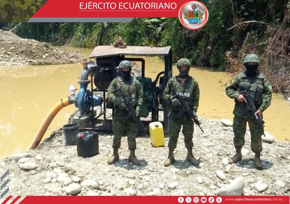 En la provincia de Napo se realizan operaciones militares en contra de la minería ilegal