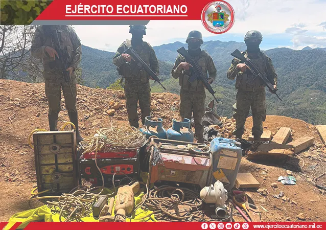 Ejército Ecuatoriano inhabilitó material utilizado en minería ilegal
