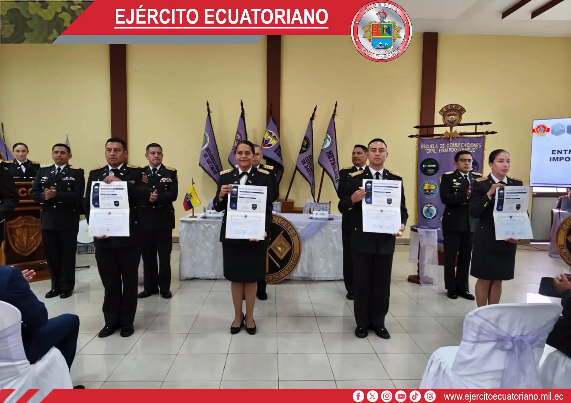 Escuela de Comunicaciones impulsa la innovación con la graduación del Primer Curso de Inteligencia Artificial del Ejército Ecuatoriano